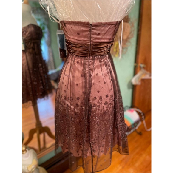 Faviana Strapless brown Pink Glitter Cocktail Dress Size 9 - Picture 8 of 10